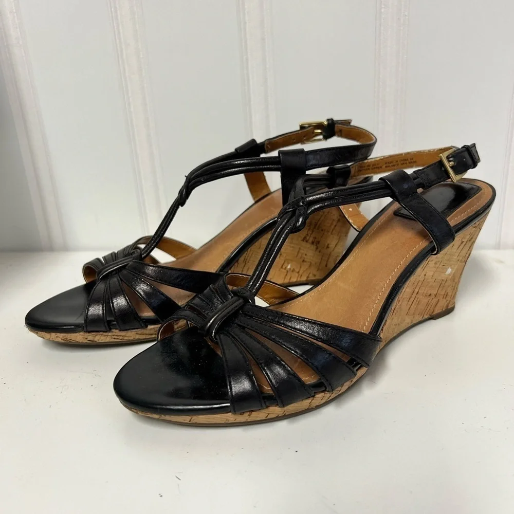 Clarks Black Wedge Sandals